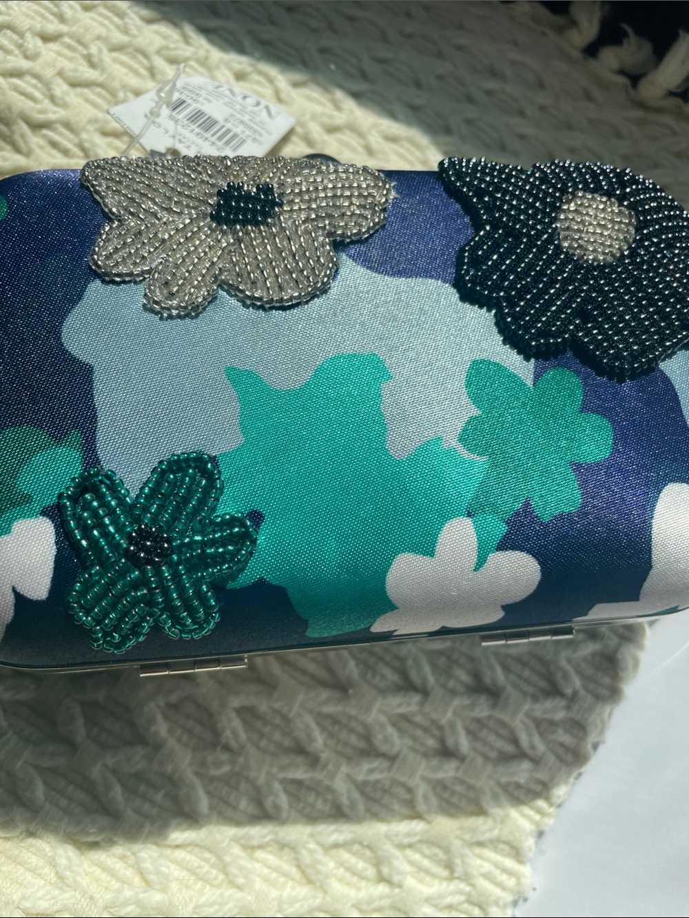 NWT ANN TAYLOR FLORAL BEADED CLUTCH